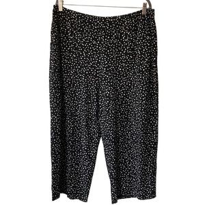 J Jill Wearever Collection Wide Leg Cropped Black Pants Dot Print Size XL